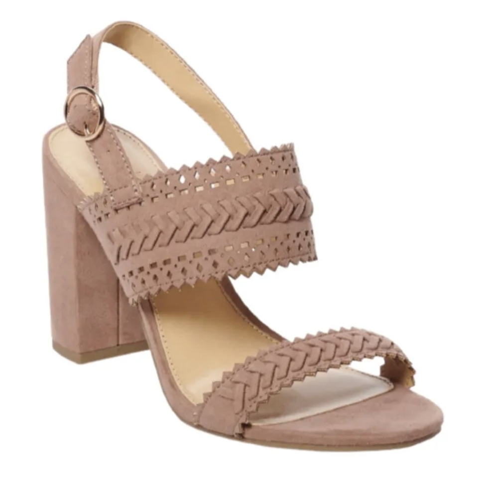 LC Lauren Conrad Streusel High Heel Sandals 9.5 Pink Purple Block Heel Slingback